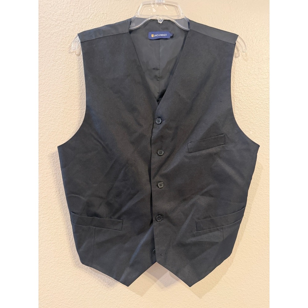 Umo Lorenzo Mens Black Formal Suit Vest Waistcoat Large Adjustable Back Strap